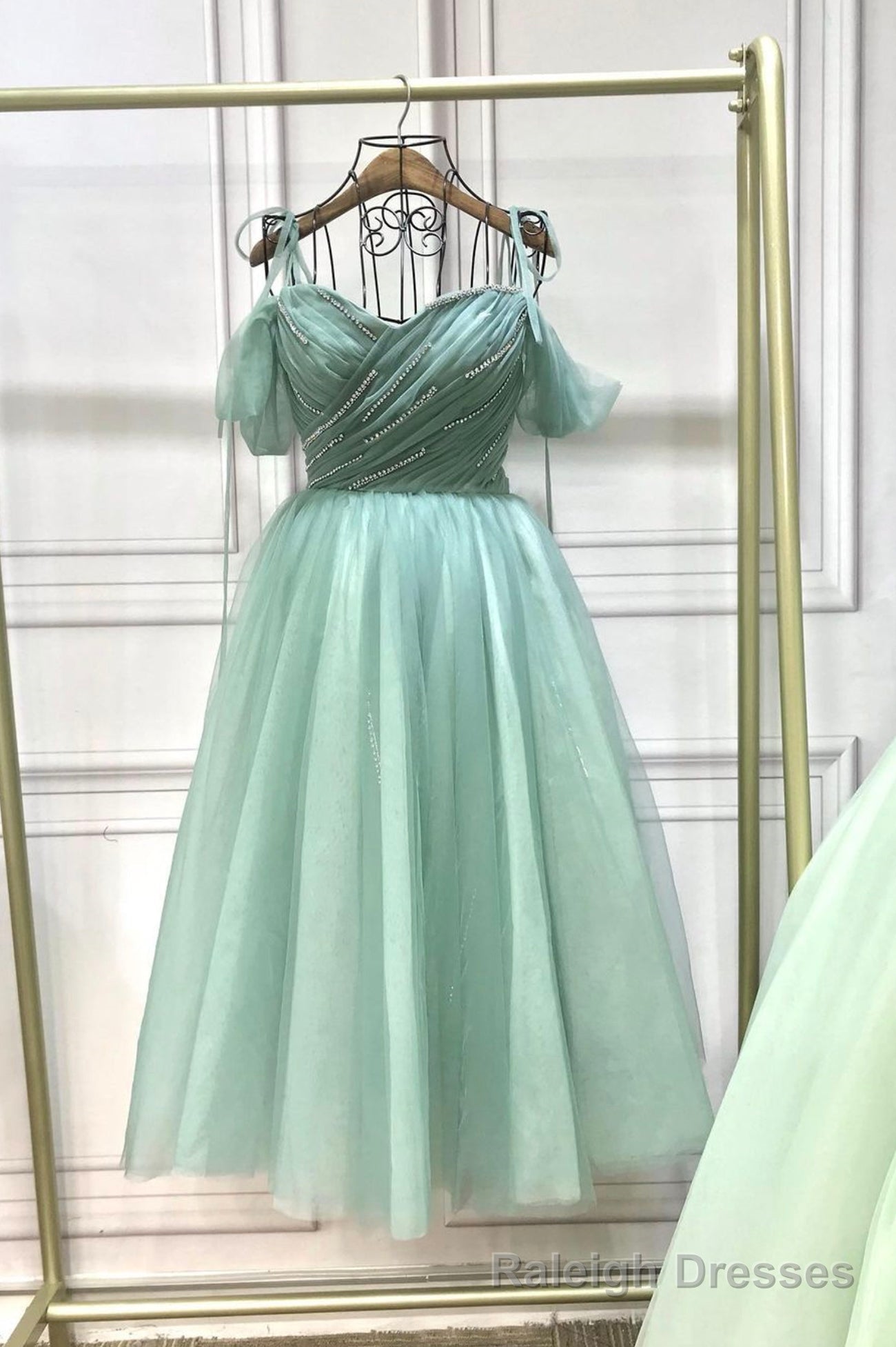 Green Tulle Short A-Line Prom Dress, Cute A-Line Homecoming Party Dress