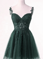 Green Tulle Short Prom Dresses Homecoming Dresses Green Tulle With Lace Prom Dresses