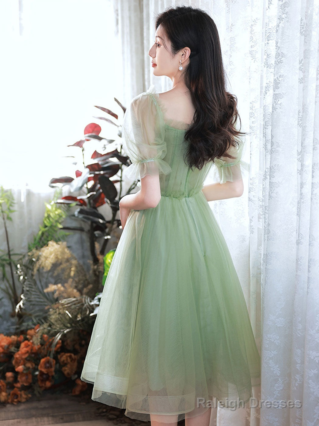 Green Tulle Short Prom Dress, Green Homecoming Dresses Secondary image