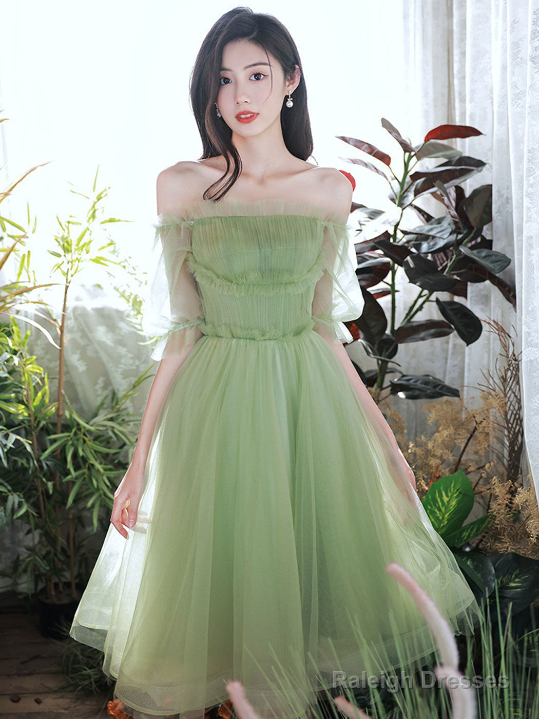 Green Tulle Short Prom Dress, Green Homecoming Dresses Main image