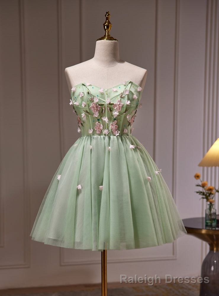 Green Tulle Sweetheart Beading Homecoming Dress Main image