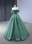 Green Tullle Strapless Pleats Beading Prom Dress