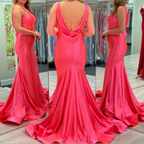 Vintage Satin V-Neck Mermaid Elegant Long Prom Dresses Prom Dresses Prom Dresses
