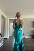 Vintage Satin V-Neck Mermaid Elegant Long Prom Dresses Prom Dresses Prom Dresses