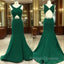 Green V Neck Mermaid Long Prom Dress, Green Evening Dress For Teens