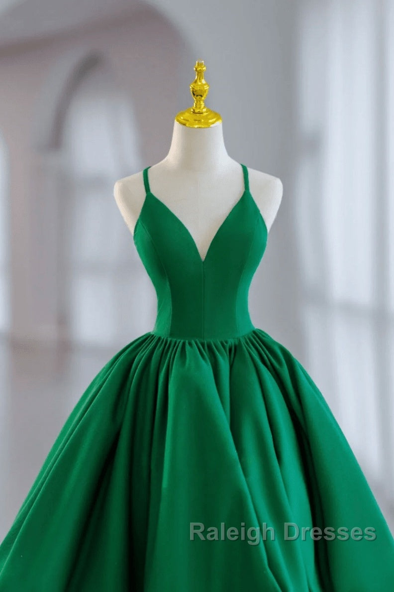 Green V-Neckline Straps Short Party Dress, Green Knee Length Homecoming Dress Secondary image