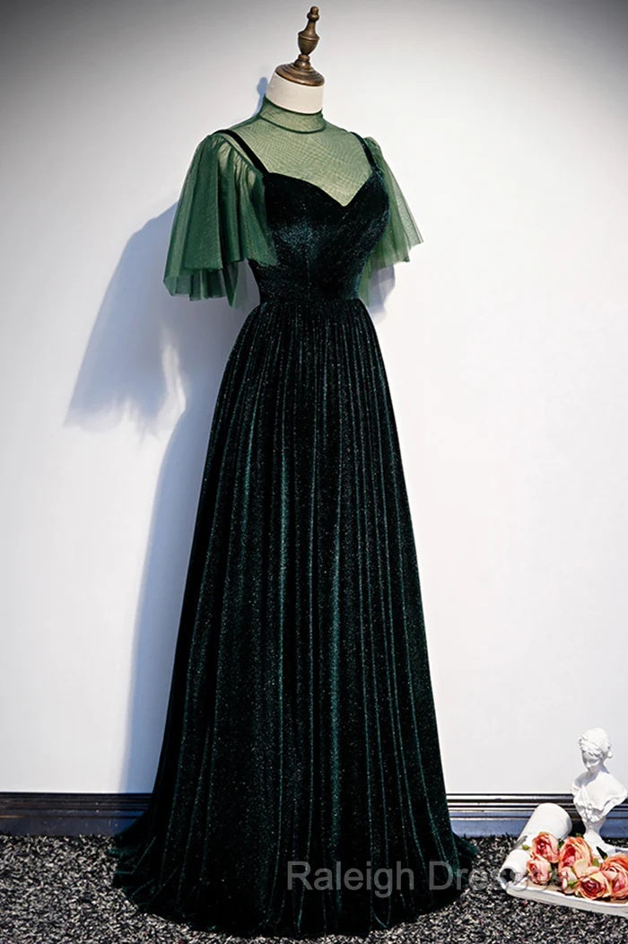 Green Velvet Long A-Line Prom Dress Evening Dresses Secondary image