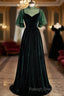 Green Velvet Long A-Line Prom Dress Evening Dresses