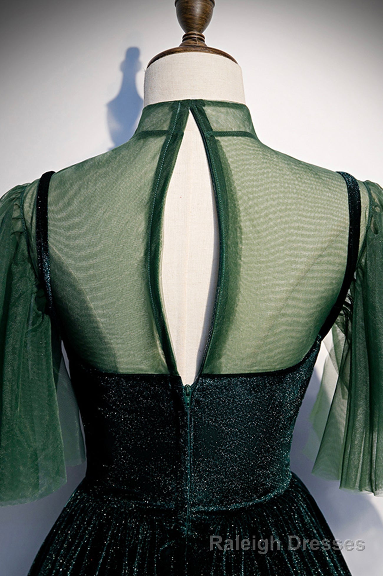 Green Velvet Long A-Line Prom Dress, Green Formal Evening Dress