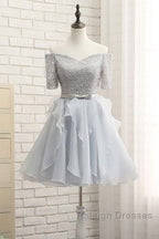Grey Lace And Organza Homecoming Dress Lovely Homecoming Dress Short Prom Dresses