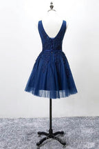 Grey Lace-up Tulle Short Homecoming Dresses with Lace Appliques