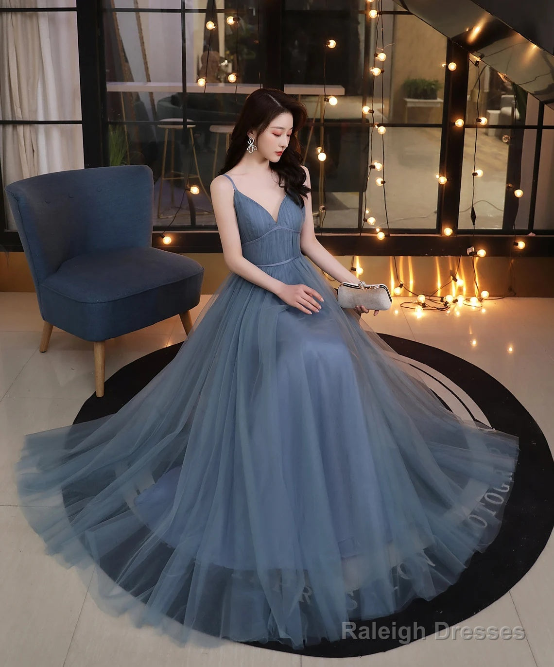 Grey Long Prom Dress Sweetheart Straps Prom Dress, Grey Formal Dress Secondary image