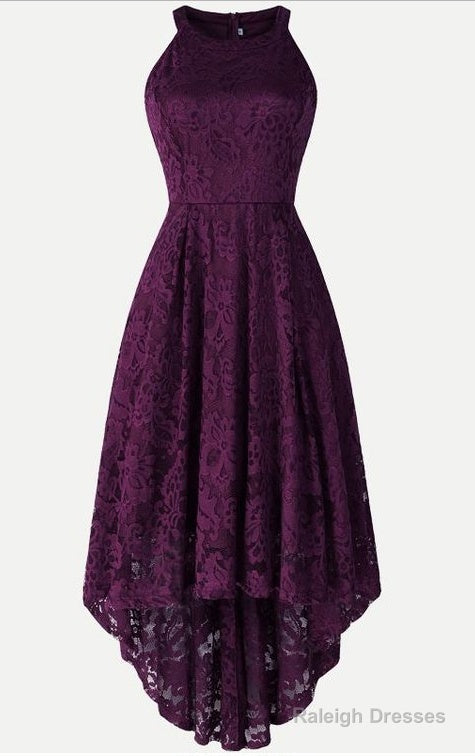 Halter High Low Sleeveless Lace Prom Dresses Main image