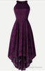 Halter High Low Sleeveless Lace Prom Dresses