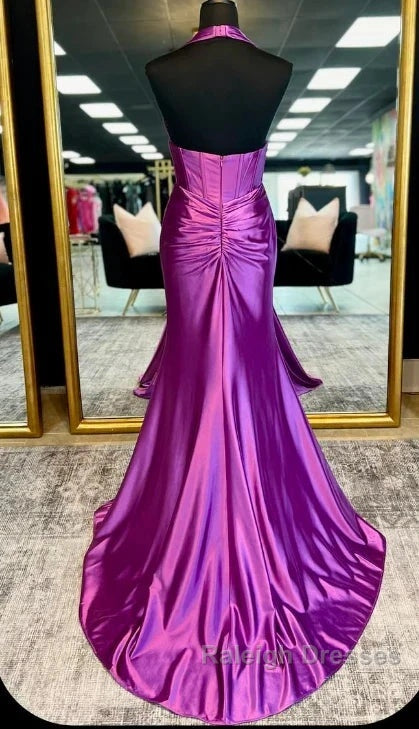 Halter Mermaid Long Prom Dress With Open Back