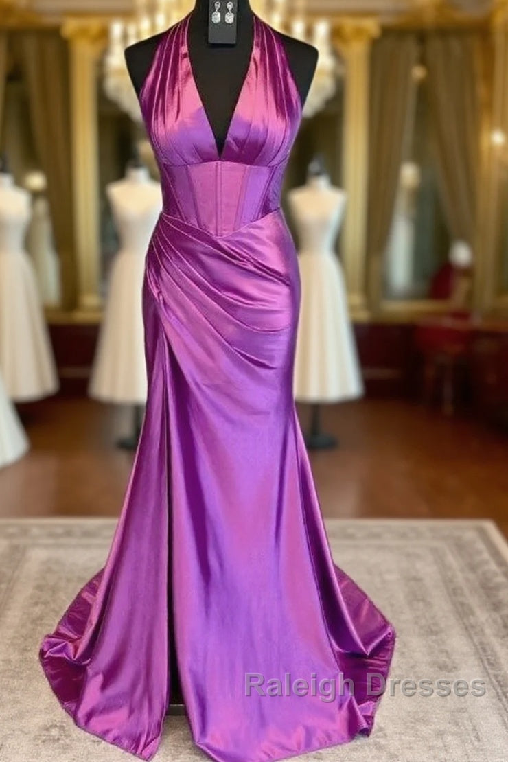 Halter Mermaid Long Prom Dress With Open Back Main image