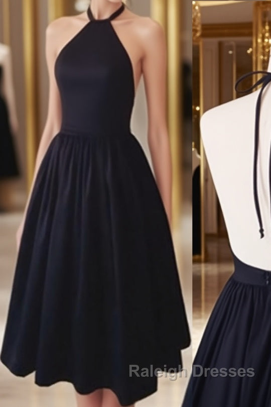 Halter Neck Backless Black Short Prom Dresses Black Homecoming Dresses Main image