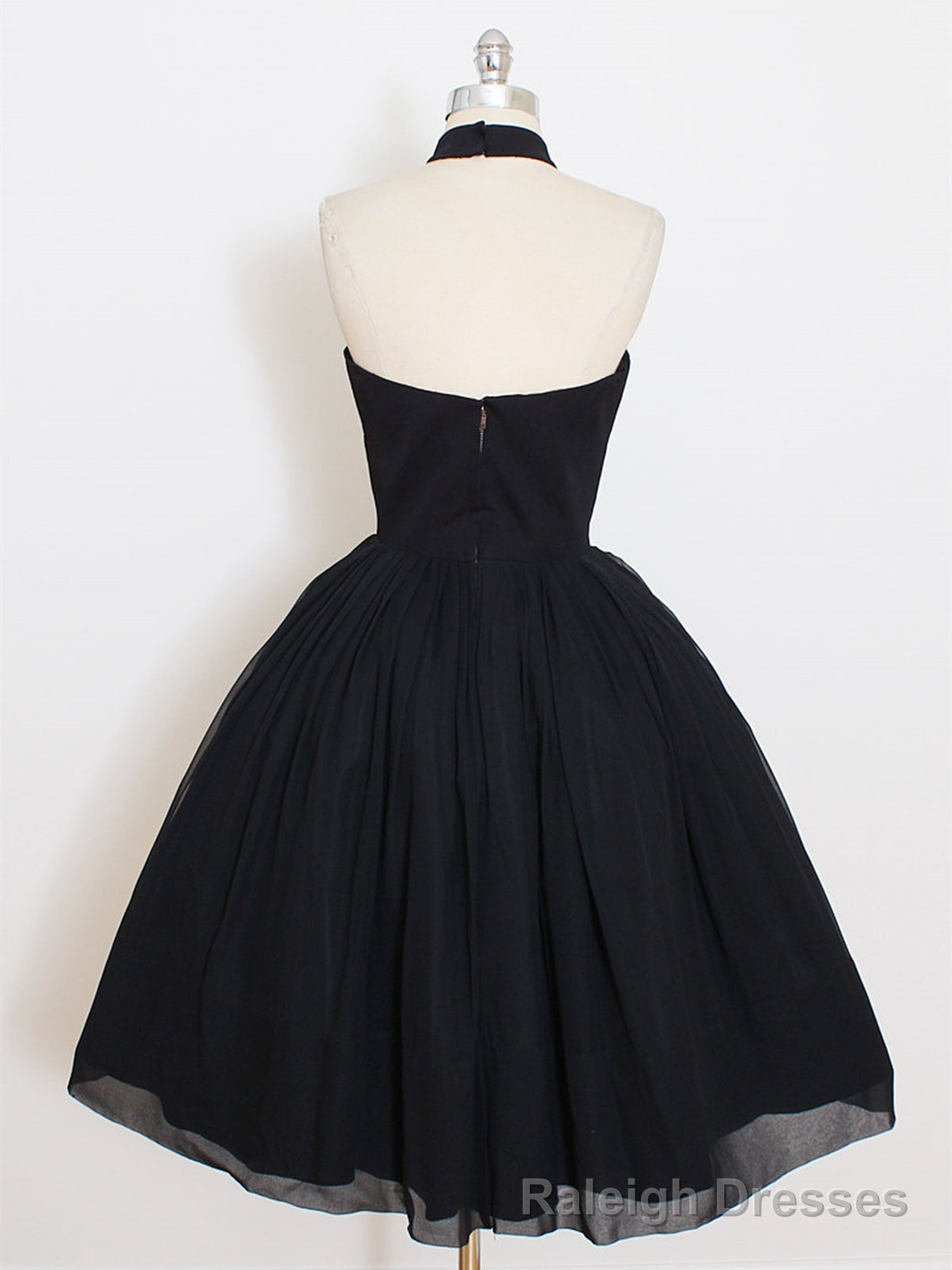 Halter Neck Short Black Backless Prom Dresses, Open Back Short Black Formal Homecoming Dresses Secondary image