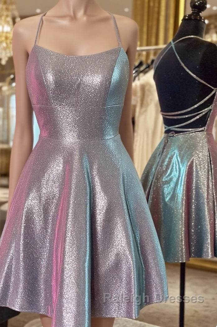 Halter Neck Short Purple Prom Dress with Cross Back, Backless Short Purple Formal Homecoming Dresses