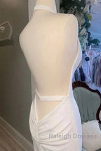Halter Open Back Mermaid Long Wedding Dresses
