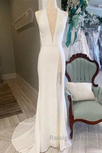 Halter Open Back Mermaid Long Wedding Dress