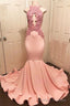 Halter Pink Lace Prom Prom Gown| Mermaid Formal Dresses