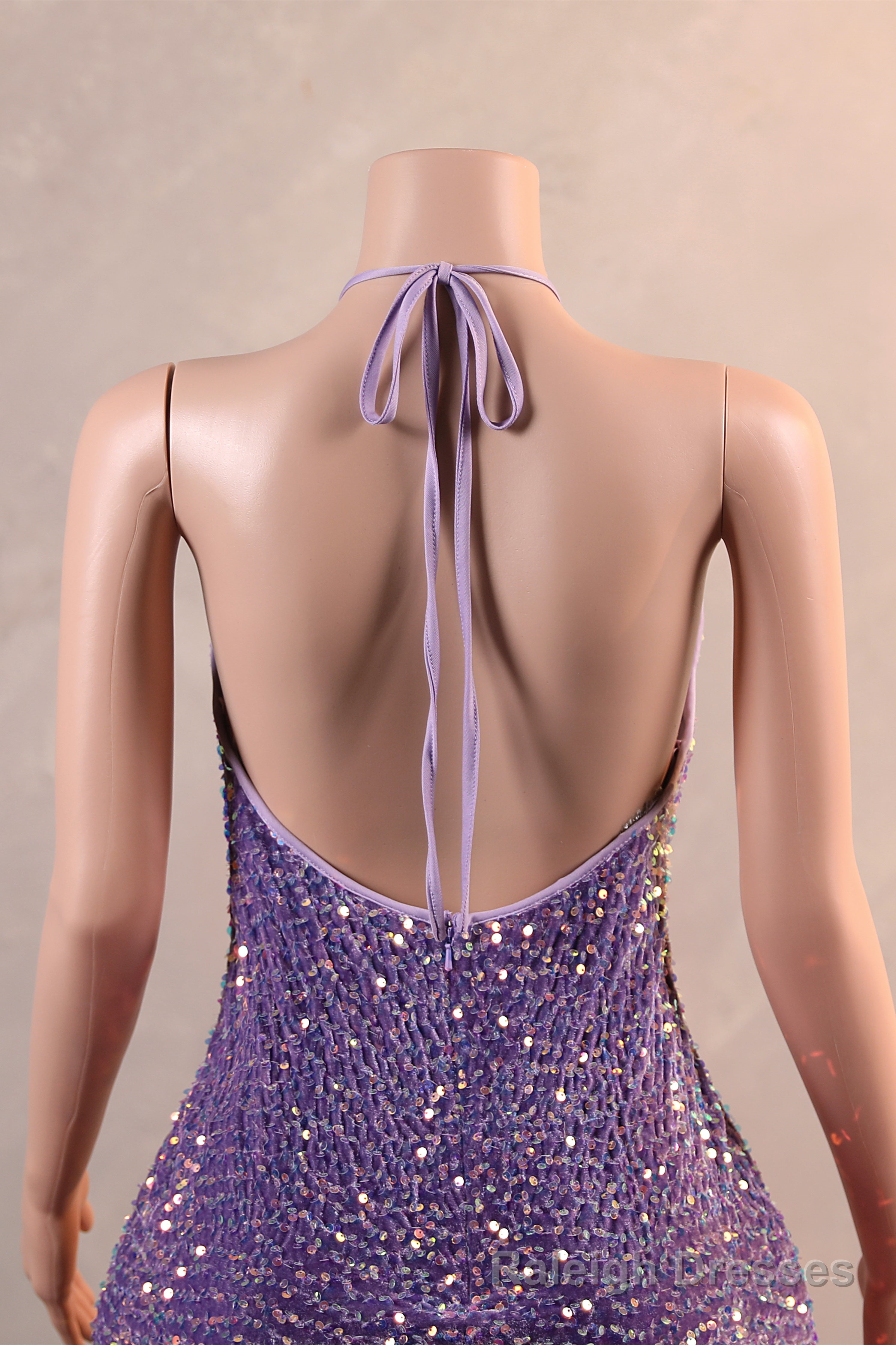 Halter Purple Prom Dresses Sequin Long Evening Dresses with Fringe