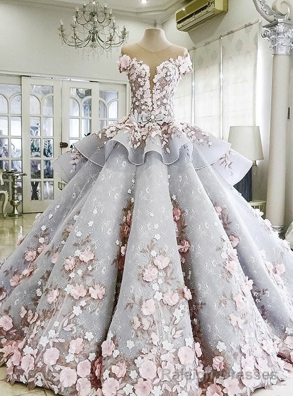 Haute Couture Ball Gown Blue Appliques Wedding Dress Main image