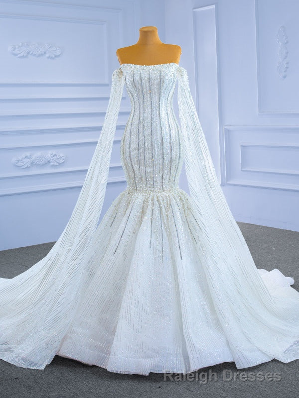 Heavy Beading Sequins Mermaid Off the Shoulder Wedding Dress