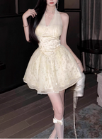 Heavy Sequin Embroidery Halter Neck Sexy Waist A-Line Birthday Dress Homecoming Dress