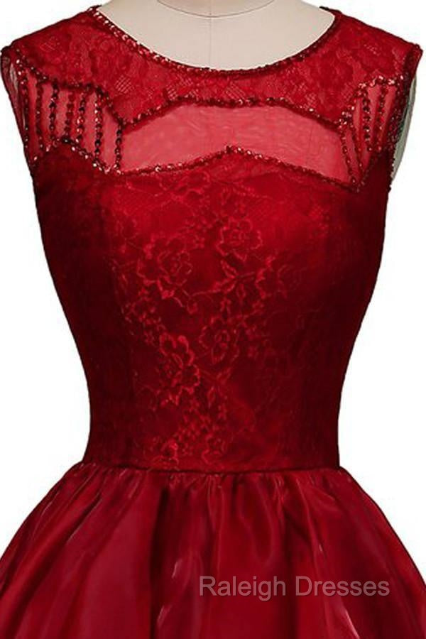 High-Low Burgundy Organza Homecoming Dress Beading Secondary image