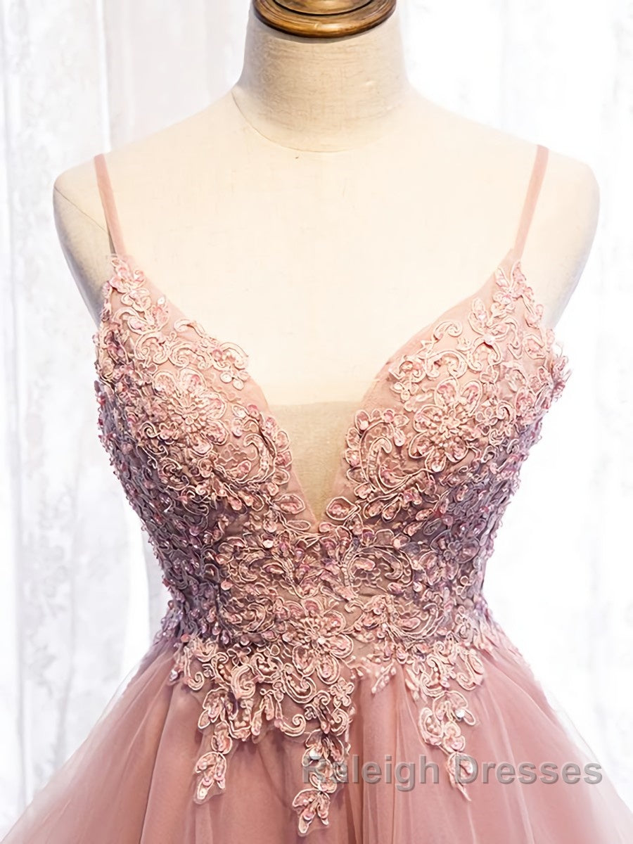 High Low Pink Lace Prom Dress Pink High Low Prom Graduation Homecoming Dress