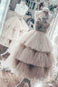 High Neck Halter Tulle Ball Gowns Prom Dresses With Lace