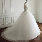 High Neck Open Back Tulle Ball Gowns Wedding Dress