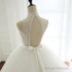 High Neck Open Back Tulle Ball Gowns Wedding Dress