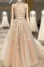 High Neck Open Back Tulle Prom Dresses Two Piece Quinceanera Dress Ball Gowns