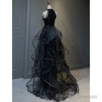 High Neckline Black Halter Shiny Tulle And Sequins Party Dress Black Tulle Prom Dress prom dresses shops