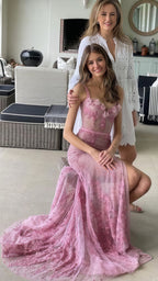 Line Pink Prom Dress Long Prom Gown