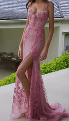 Line Pink Prom Dress Long Prom Gown