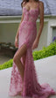 Line Pink Prom Dress Long Prom Gown