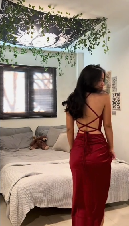 High Quality Burgundy Satin Prom Dress Long Prom Gowns