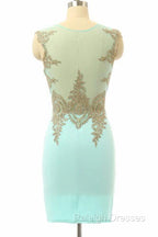 High Quality Sleeveless Short Sheath Mint Homecoming Dress