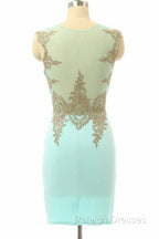 High Quality Sleeveless Short Sheath Mint Homecoming Dresses