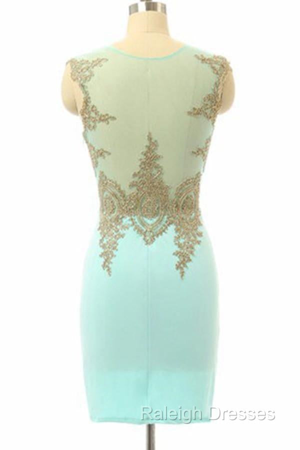 High Quality Sleeveless Short Sheath Mint Homecoming Dresses