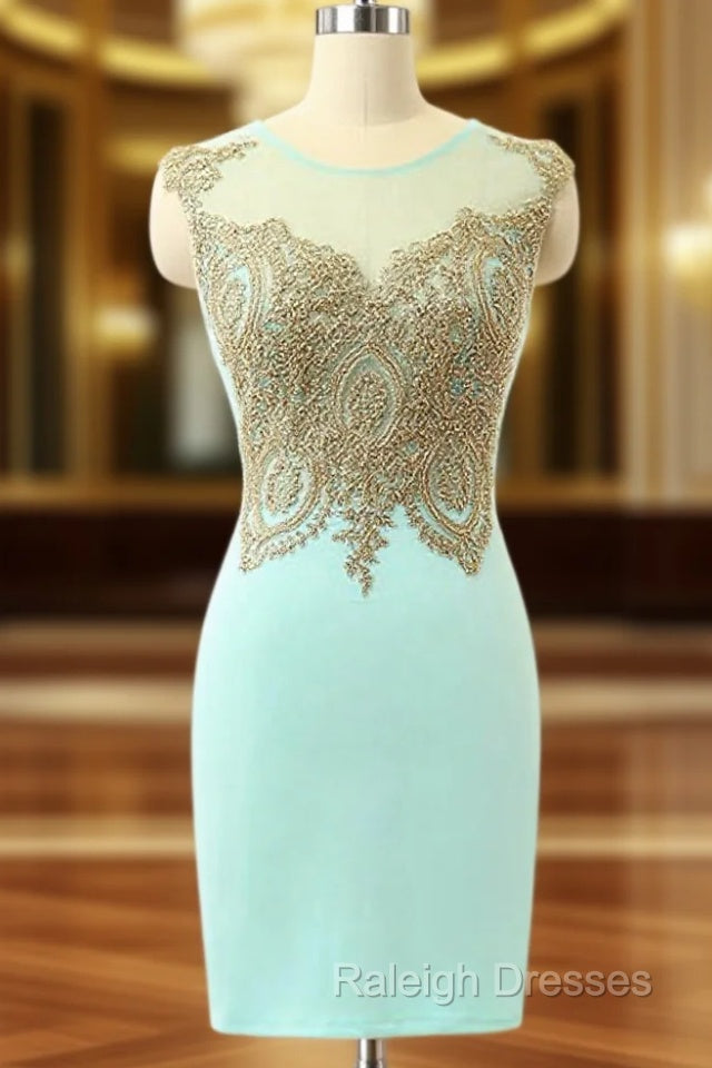 High Quality Sleeveless Short Sheath Mint Homecoming Dress Main image