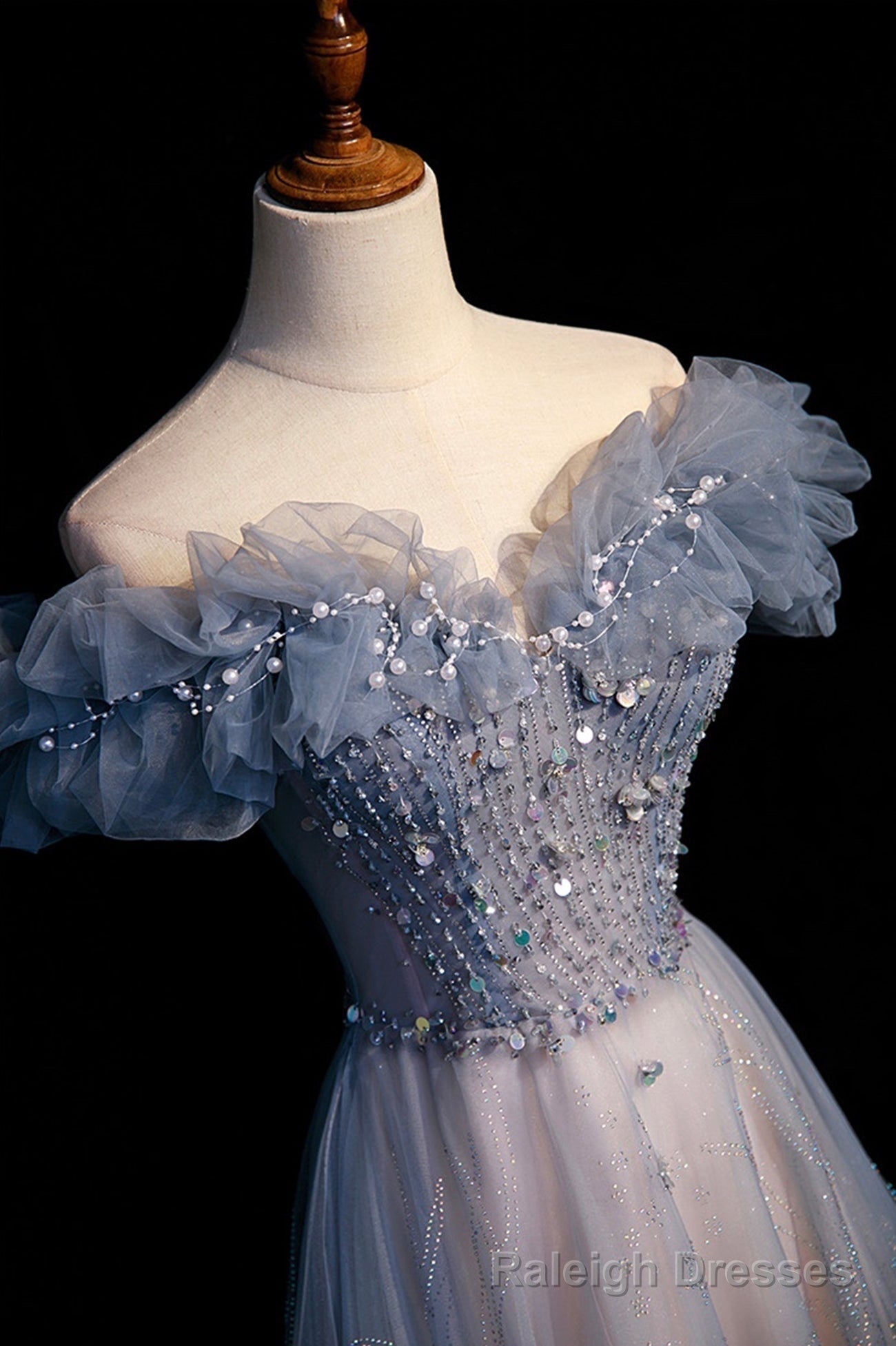 High Quality Tulle Long Prom Dress with Beaded, A Line Prom Prom Dress
