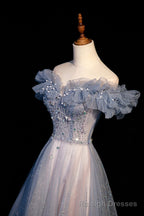 High Quality Tulle Long Prom Dress with Beaded, A Line Prom Prom Dress