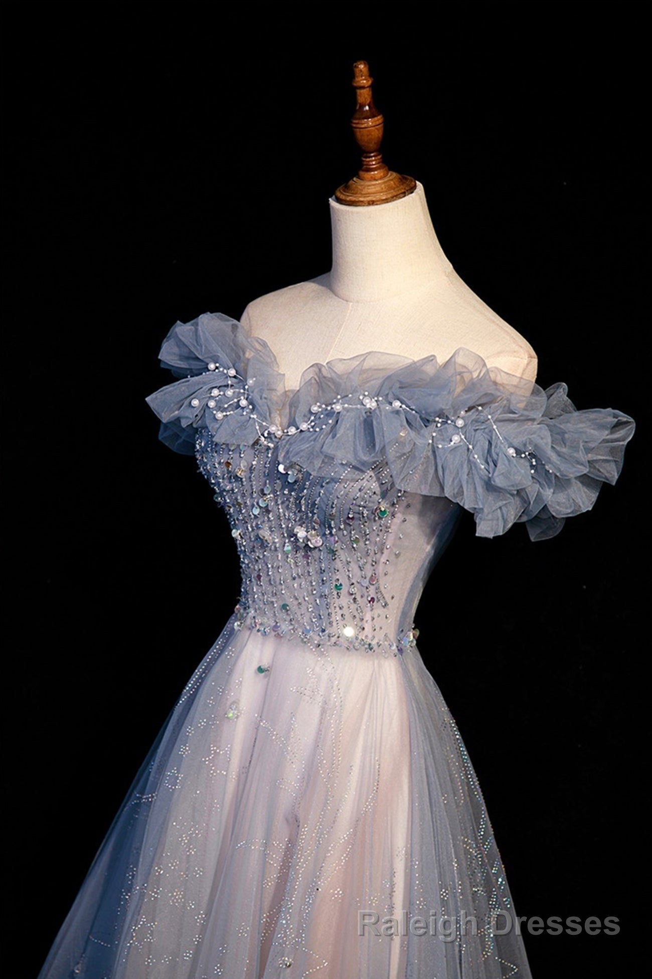 High Quality Tulle Long Prom Dress with Beaded, A Line Prom Prom Dress