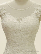 High Qulity Lace Mermaid Wedding Dresses Illusion Chaple Train Ivory Beading Bridal Gowns