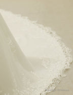 High Qulity Lace Mermaid Wedding Dress Illusion Chaple Train Ivory Beading Bridal Gown